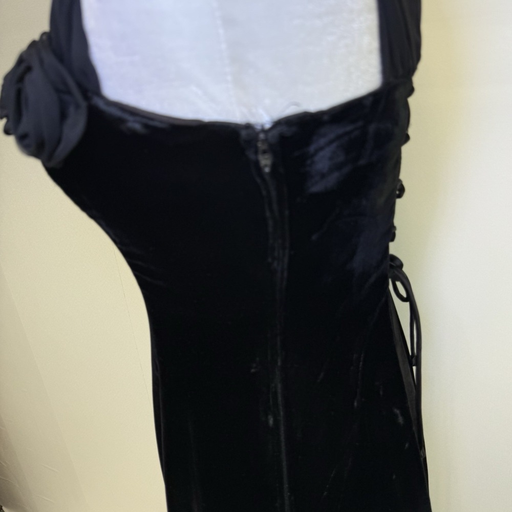 Vintage 80s Positively Ellyn Corset Black Velvet Goth Prom Cocktail Dress union - Picture 7 of 16